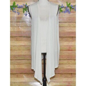 J. Jill Wearever Ivory Open Sleeveless Thin Knit Cardigan Sweater Size L